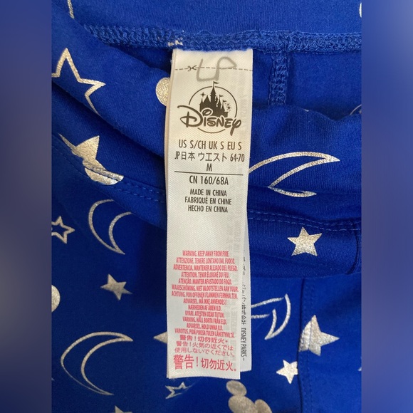 Disney Blue Silver Mickey Sorcerer Wishes Come True Leggings Size Small - Picture 5 of 7